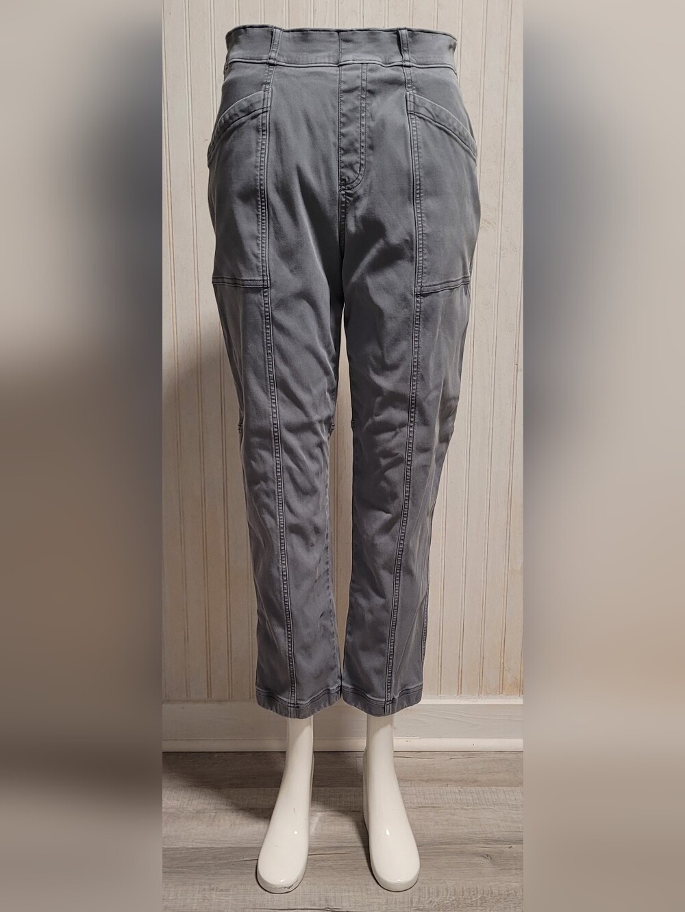 ​Spanx Stretch Twill Straight Leg Ankle Pants Gray Size L